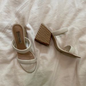 Steve Madden 6.5 Block Heel White Marcella Sandal